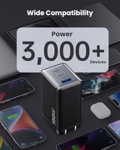 150W USB C Charger Block,GaN III Compact Foldable Wall Charger 3 Port Fast Charging Station,PD QC PPS Portable USB C Hub 100W Laptop Adapter for MacBook Pro/Air,iPad,iPhone 16/Pro,Galaxy S24,Dell etc - Image 4