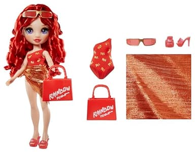 Rainbow High Swim & Style Ruby, Red 11" Fashion Doll with Shimmery Wrap to Style 10+ Ways, Removable Swimsuit, Sandals, Fun Play Accessories. Kids Toy Gift Ages 4-12 Years - Image 2