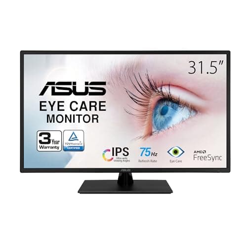 ASUS 31.5” 1080P Monitor (VA329HE) - Full HD, IPS, 75Hz, Adaptive-Sync, Eye Care, Low Blue Light, Flicker Free, HDMI, VGA, Wall Mountable, Tilt Adjustable,Black - Image 1