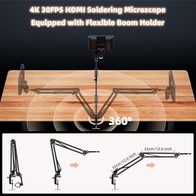 LINKMICRO 4K 30FPS HDMI 10.1'' Digital Microscope with Screen for Electronics Repair, LM208S-A 4K Soldering Microscope Camera 1500X with Flex Arm Stand, Full View Coins, 3840P Video Audio Record, 64GB - Image 6