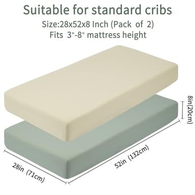 GUNTAIL Baby Crib Sheets for Boys Girls, 2 Pack Fitted Crib Sheet for Standard Crib and Toddler Mattress, Soft Microfiber Baby Sheet 52x28x8in (Brown & Green) - Image 2