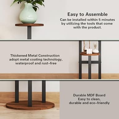 OERGKE 3 Tier Metal Plant Stand indoor Tall Plant Shelf outdoor for Multiple Plants Tiered Flower Pot Holder for Patio Garden Corner Balcony Living Room Bedroom Decor(Walnut) - Image 4