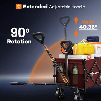 Originsure Collapsible Wagon Cart Foldable - Portable Heavy Duty Folding Beach Wagons with Wheels - Outdoor Utility Carts for Groceries, Shopping, Camping, Sports, Garden with Large Capacity - Red - Image 6