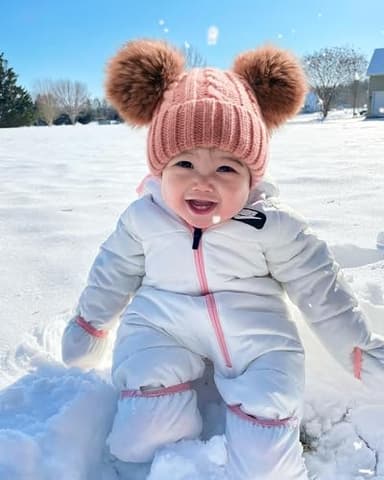 FURTALK Toddler Warm Winter Hat Kids Baby Knitted Soft Beanie with Double Faux Fur Pom Poms for Girls Boys Rose Red,2-6 Years - Image 5