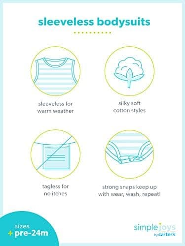 Simple Joys by Carter's Baby Boys' 6-Pack Sleeveless Bodysuits, Alligator/Dinosaur/Stripe/Trucks, 0-3 Months - Image 5