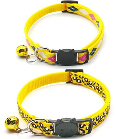 Breakaway Cat Collar with Bell, Soft Nylon Kitten Collar for Kitty Puppy Small Dog Necklace Pet Collar Adjustable Length 7 1/2-12 1/2 in (2 Pack) (Yellow) - Image 7