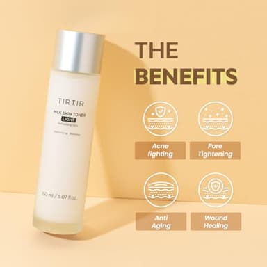 TIRTIR Milk Skin Rice Toner Light | Instant Hydration with 4% Niacinamide, Pantenol, Lightweight, Pore-Tightening, Vegan, Acne-Prone, Oily Skin, Fungal Acne Safe, Korean Skin Care, 5.07 Fl Oz - Image 4