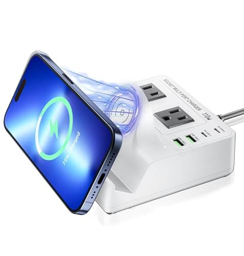 USB Charging Station for Multiple Devices Apple, TOPOINT 7 in 1 Power Strip with Wireless Charger for iPhone, 65W Fast Charging USB C Charger Block Phone for Samsung Android MacBook iPad Tablet - Image 1