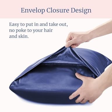 BEDELITE Satin Pillowcase for Hair and Skin, Super Soft and Cooling Similar to Silk Pillow Cases 2 Pack with Envelope Closure, Gift for Women Men(13"x18" Toddler Size, Navy) - Image 6