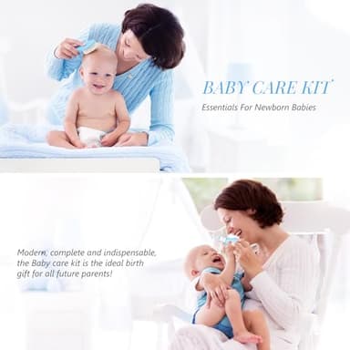 Baby Grooming Kit, Portable Baby Safety Care Set with Hair Brush Comb Nail Clipper Nasal Aspirator etc for Nursery Newborn Toddlers Infant Girl Boys Keep Clean (Blue) - Image 2