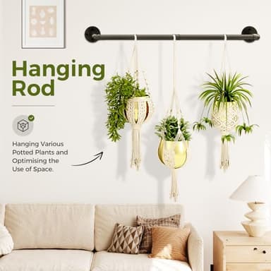 Bamworld Hanging Planters for Indoor Plants Plant Hanger Indoor Hanging Plant Rod 36.2in Window Plant Shelves Metal Rod Pot/Chain/Plant Not Included - Image 2