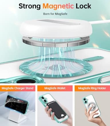 Meifigno Candy Series Case for iPhone 16 Plus 6.7’’, [2X Screen Protectors] [Glitter Card & Wrist Strap] [MagSafe Compatible] Full Camera Protection for iPhone 16 Plus Case, Teal - Image 6