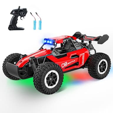 Remote Control Car for Kids 3 4 5 6 7+, 20 KM/H High-Speed RC Cars with LED Lights, 2.4GHz 2WD Monster Truck Toys,Toy Cars for Girls Boys,Christmas & Birthday Gifts,Upgraded Anti-Collision Shaft–Red - Image 1