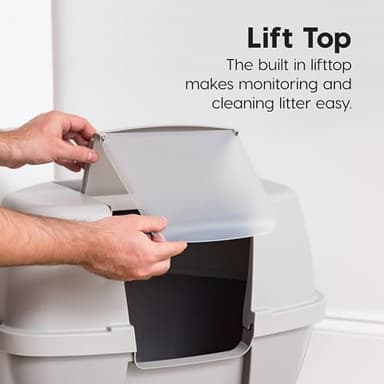 IRIS USA Corner Cat Litter Box Enclosed with Scoop - Privacy and Easy Access for Cleaning, Odor Defensive Hooded Litter Tray, Sturdy Stain Resisting Plastic, Fits in Most Corners, Gray - Image 4