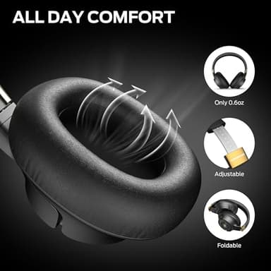 Monster Persona SE ANC Active Noise Cancelling Headphones, Over Ear Bluetooth Headphones Wireless, 60H Playtime, HiFi Stereo Audio, Deep Bass, Built-in Mic, Memory Foam Ear Cups for Home (Black) - Image 6