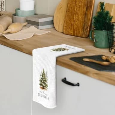 Merry Christmas Tree Dish Towels, 16x24 Inch, Seasonal Winter Gift for Women, Forest Christmas Tree Farmhouse Decorative Tea Towels for Kitchen Home - Image 4