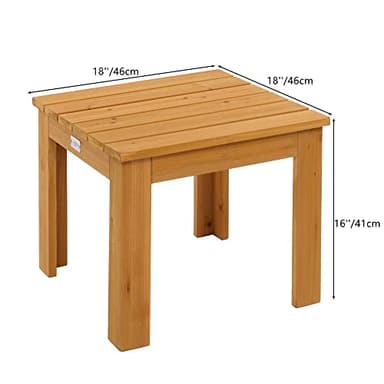 VINGLI Outdoor Adirondack Side Table W/Natural Finished, 18" Square Thick Wooden Coffee Table Top, Stable Large Weight Capacity Conversation End Table for Patio Backyard, Garden, Poolside and Balcony - Image 3