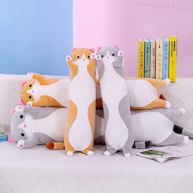 Cute Cat Plush Long Body Pillow Cuddle Cartoon Stuffed Animals Cat Plushie Soft Doll Pillows Gifts for Kids Girls (Gray, 51 Inches), 1 Count (Pack of 1) - Image 8