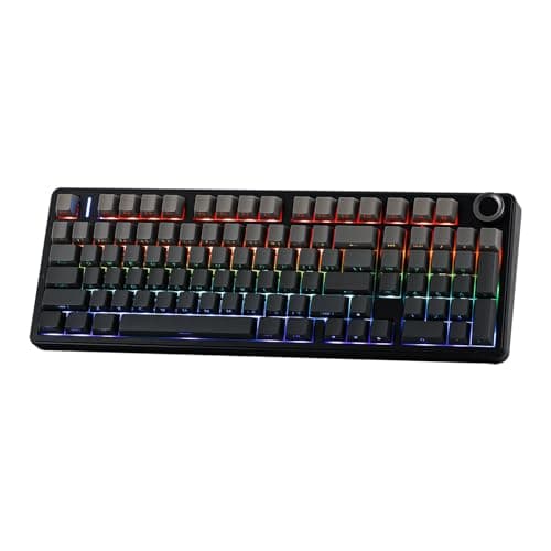 MechLands Aula F99 PRO 96% Mechanical Gaming Keyboard, BT5.0/USB-C/2.4GHz Wireless, Hot Swappable Gasket Custom Keyboard with 8000mAH Battery, Rotary Knob, RGB Backlit for Win/Mac (Grey) - Image 1