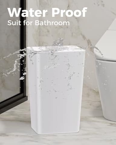 Gaxuzewc 4 Gallons Bathroom Trash Can with Lid, 3 Pack 15 Liters Slim Garbage Can with Pop Up Lid, Small Waste Basket Trash Bin for Bathroom Bedroom Kitchen Laundry Office and Under Desk Sink (White) - Image 4