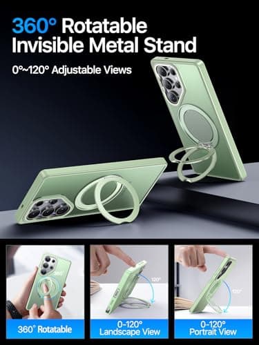 QTlier Phone case for Galaxy S25 Ultra- 360 Rotatable Magnetic Ring Stand, Military-Grade Protection, Raised Camera Frame - Image 2