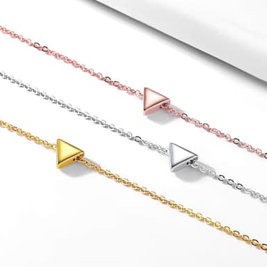 Hypoallergenic 925 Sterling Silver Tiny Pendant Necklace, Delicate Simple Geometric Triangle Necklaces for Women - Image 6