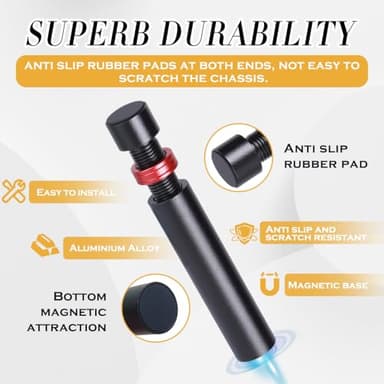 Graphics Card Support, Black Graphics Card GPU Support Bracket, Aluminum GPU Support Bracket, Video Card Stand with a Spirit Level, GPU Holder with Magnet and Rubber Pad, GPU Stand 72-125mm - Image 3