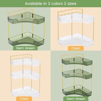 NATURE'S SOURCE Makeup Organizer for Vanity, 3-Tier Corner Bathroom Organizer Countertop with Makeup Brush Holder, Corner Counter Storage for Bathroom Dresser- Green - Image 7