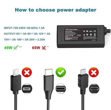 Universal 45W Type C USB C Chromebook Charger Laptop Compatible with HP 14 14A 11 11A G9 6 7 8 EE X360 14-ca051wm 14-ca052wm,Compatible with Lenovo Acer Samsung Google Asus Dell Power Cord Adapter - Image 2