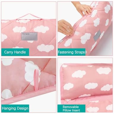 Toddler Nap Mat with Pillow and Blanket, Cot Nap Mats for Standard Daycare Preschool, Roll up Lightweight Portable Sleeping Bag for Kids, Super Soft Cozy, Pink Cloud, 52" x 23" - Image 5