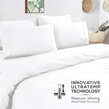 Mueller Ultratemp Bed Sheets Set, Super Soft 1800, 6 Piece California King Sheet Sets, Deep Pocket up to 16", Transfers Heat, Breathes Better, Hypoallergenic, Wrinkle-Resistant, Oeko-TEX, White - Image 6