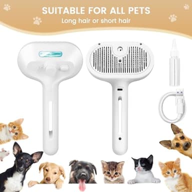 Cat Steam Brush, 3 In 1 Steamy Pet Brush with Release Button and Tank, Anti-Static Cat Comb for Effective Hair Removal, Rechargeable Steam Dog Comb for Furry Pet - Image 7