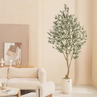 Realead Tall Faux Olive Tree 9ft - Realistic Large Silk Olive Tree Artificial Indoors - Fake Olive Trees with Branches and Fruits - Artificial Olive Trees for Home Office Decor Indoor - Image 4