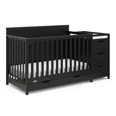 Graco Hadley 5-in-1 Convertible Crib & Changer (Black) – GREENGUARD Gold Certified, Fits Standard Crib Mattress, Converts to Toddler Bed and Full Bed, 4 Adjustable Mattress Heights - Image 10
