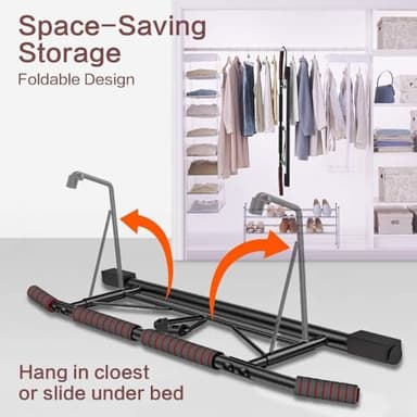 AmazeFan Pull Up Bar, Doorway Mount with Ergonomic Grip - Fitness Chin-Up Frame for Home Gym Exercise, 400 lbs Capacity, Alloy Steel, Foldable - Includes 2 Wrist Straps & Workout Guide - Image 6