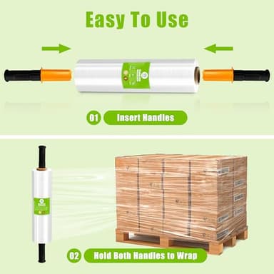 Cosy Family Plastic Wrap Stretch Film Roll - 1000ft 60 Gauge Industrial Strength 15 inch Wide Clear Plastic Wrap Roll with Handles for Pallet Wrapping Shipping Moving - Clear, Pack of 1 - Image 6