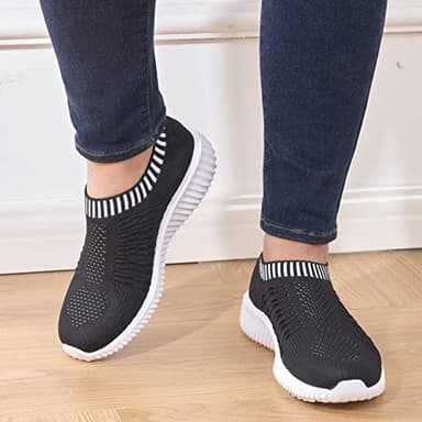 TIOSEBON Women's Athletic Walking Shoes Casual Mesh-Comfortable Work Sneakers 7 US Black - Image 8