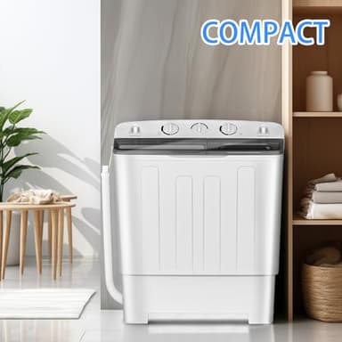 Stopsad Portable Mini Twin Tub 32Lbs Washing Machine with Drying Rack and 10 Hangers, Washer(20Lbs) and Spinner(12Lbs), Compact Laundry Washer for Apartments, Dorms(Black) - Image 3