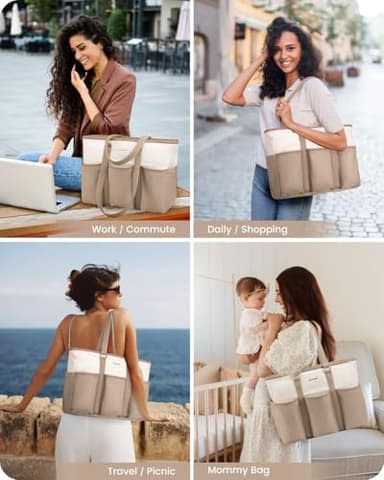 LOVEVOOK Work Tote Bag, 15.6 Inch Laptop Bag for Women Teacher Nurse Mom With Large Cup Holder, Utility Everything Bag For Travel College Daily, Large Computer Purse Handbag, On The Go Tote Carryall - Image 9