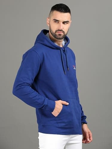 VIROH Premium Poly Soft Cotton Hoodie - Blue Men's Cozy Relaxed Fit Pullover Sweatshirt for Ultimate Comfort, Stylish Casual Wear, and Everyday Activities - Image 3