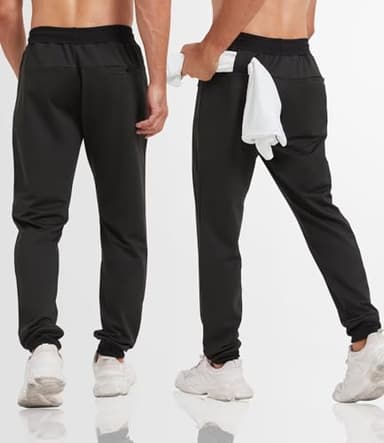 3 Pack Sweatpants for Men Tapered Mens Joggers Pants with Zip Pockets Fleece Slim Fit Workout Running Gym Sweat Pants(Black,Black,Black,XL) - Image 2