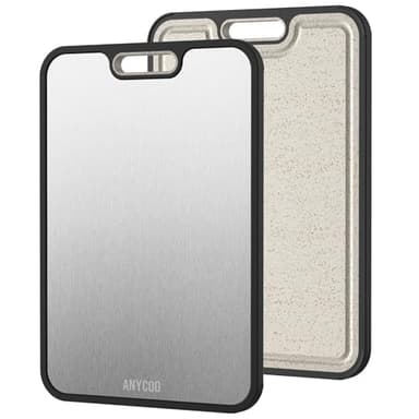 Titanium Cutting Board, Cutting Boards for Kitchen Double Sided, Pure Titanium/Wheat Straw PP Chopping Board, Large Size 15.2"×10.4", Dishwasher Safe - Image 1