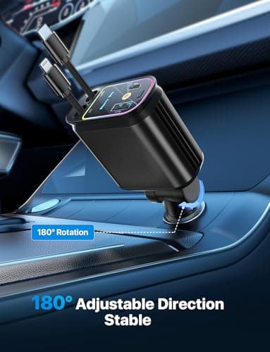 Starlight Retractable Car Charger with Retractable Cables, Starlight in Car Roof 4 in 1 Super Fast USB C Car Phone Charger, 2 USB Ports Starry Sky Adapter, Compatible with iPhone 17 16 15 14, Galaxy - Image 7