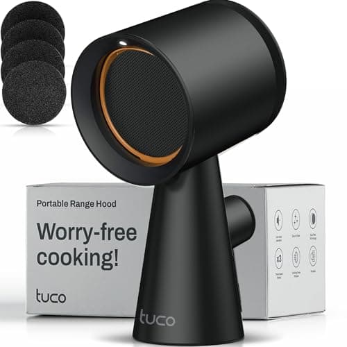 TUCO Portable Range Hood, Desktop Kitchen Exhaust Fan with 3 Speeds, Triple Filter Polymer, Aluminum & Carbon, Low Noise, Oil Collection Cup, Smoke Air Purifier for Indoor BBQ, Hot Pot and RV Kitchens