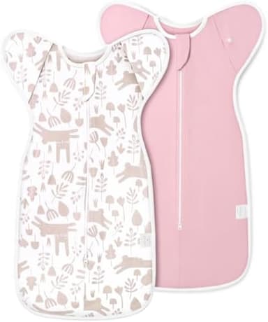 2-Pack Newborn Swaddle Sleep Sack - Arms Up Swaddle 0-3 Months, Baby Transitional Swaddles for Newborn, Cuff Removable Design, Pink Bunny Breathable Sleep Sacks with 2-Way Zipper - Image 3