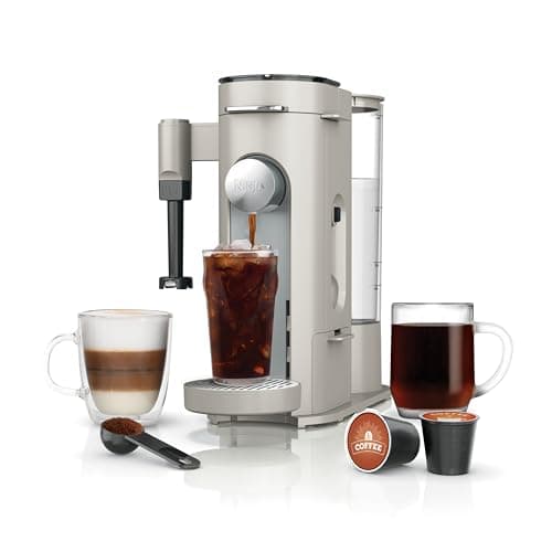 Ninja Pod & Grounds Specialty Single-Serve Coffee Maker, K-Cup Pod Compatible, Brews Grounds, Compact Design, Built-In Milk Frother, 56-oz. Reservoir, 6-oz. Cup to 24-oz. Mug Sizes, Stone, PB051ST - Image 1