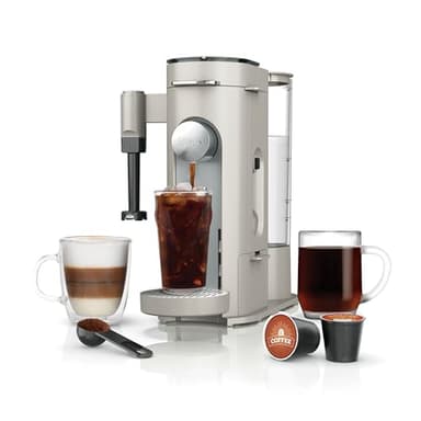 Ninja Pod & Grounds Specialty Single-Serve Coffee Maker, K-Cup Pod Compatible, Brews Grounds, Compact Design, Built-In Milk Frother, 56-oz. Reservoir, 6-oz. Cup to 24-oz. Mug Sizes, Stone, PB051ST - Image 1