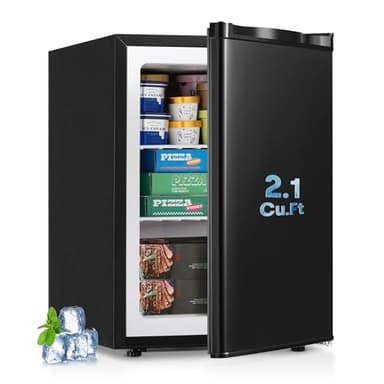 Erivess 2.1 Cu.ft Compact Upright Freezer, Single Door Mini Freezer with Adjustable Thermostat, Removable Shelves, Energy-Saving & Low Noise, Small Freezer for Home/Dorm/Apartment/Office (Black) - Image 1