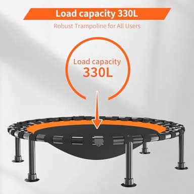 40"/48" Foldable Mini Trampoline Load 330lbs,Portable Exercise Rebounder Trampoline with Adjustable Foam Handle,Fitness Trampoline for Adults (40 in with handrail) - Image 6