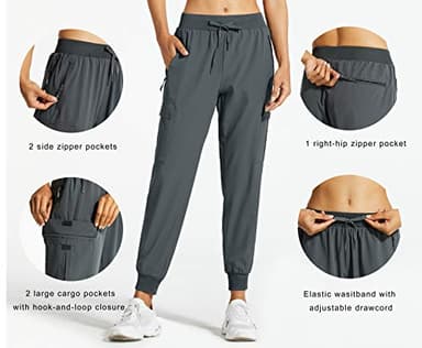 Libin Women's Cargo Joggers Lightweight Quick Dry Hiking Pants Athletic Lounge Casual Travel, Steel Gray XL - Image 2